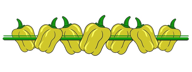 Horizontal border edge bright yellow ripe vegetables pepper vector cartoon