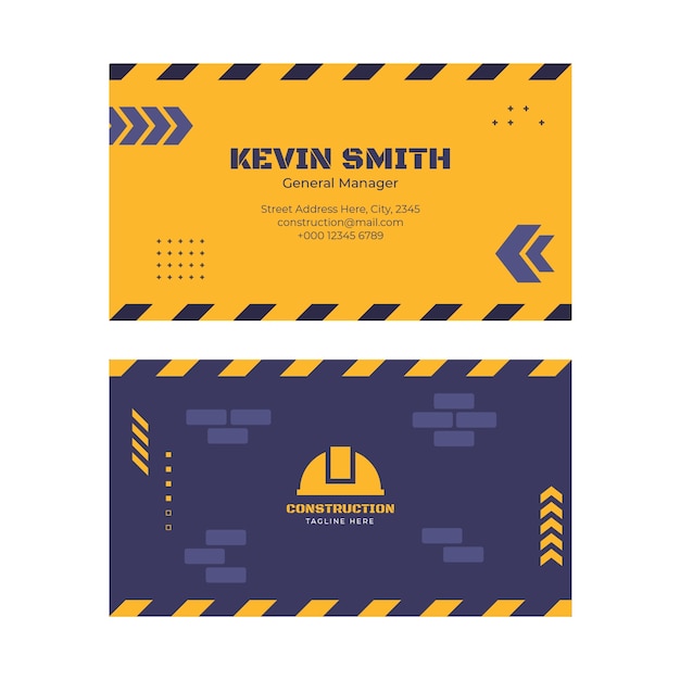 Horizontal business card template for construction domain