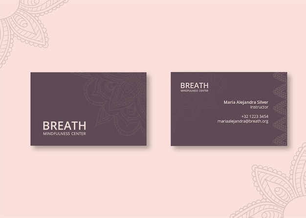 Horizontal business card template for meditation and mindfulness