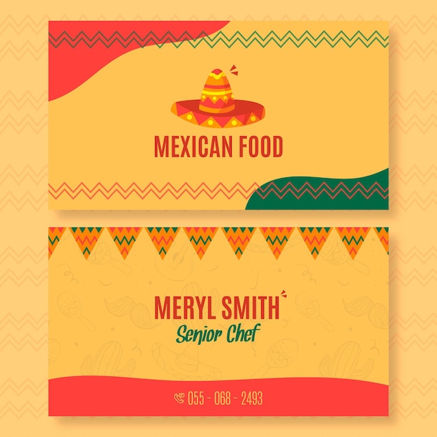 Horizontal business card template for mexican food restaurant