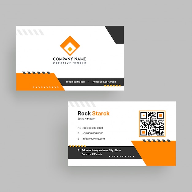 Horizontal business card with front and back presentation