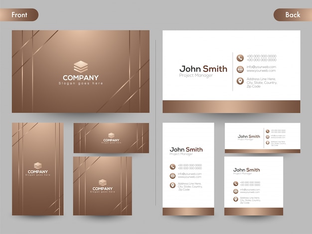 Horizontal business card with front and back presentation