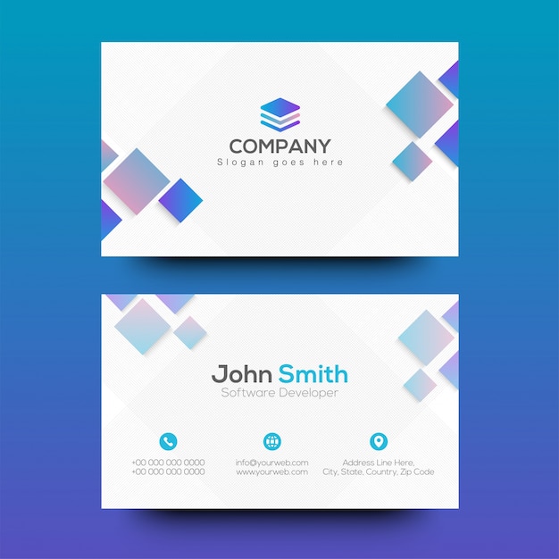 Horizontal business card with front and back presentation