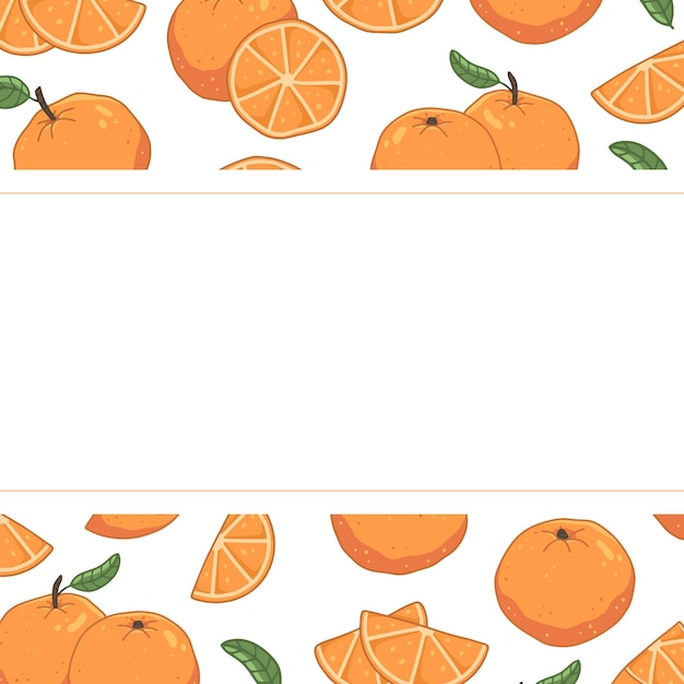 Horizontal cute frame with different oranges and leaves Vector illustration template