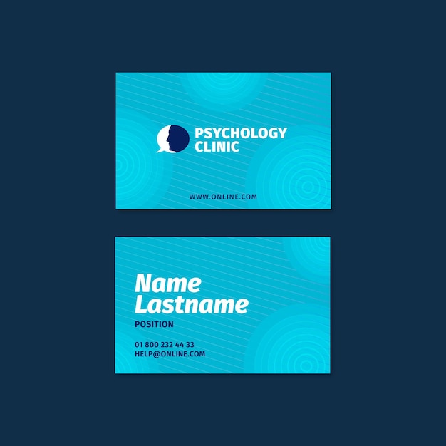 Horizontal double-sided business card template for psychology therapy