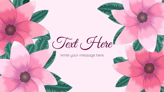 Horizontal floral banner background decorated with flowers border