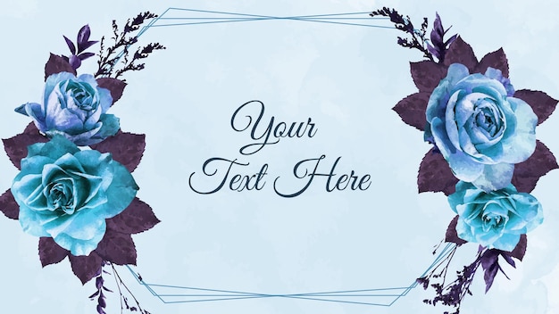 Horizontal floral banner background decorated with flowers border