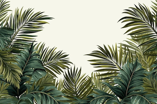 Horizontal frame of palm leaves Palm Leaves Frame Border Design Vector illustration