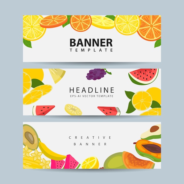 Horizontal fruit banner for your design vector illustration