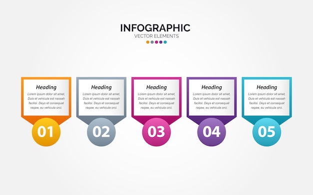 Horizontal Infographic design template Creative concept with 5 steps Can be used for workflow layout diagram banner webdesign Vector illustration