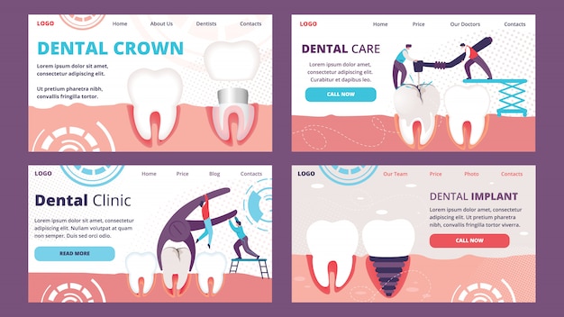 Horizontal landing page template Set of Teeth Problems Dentistry