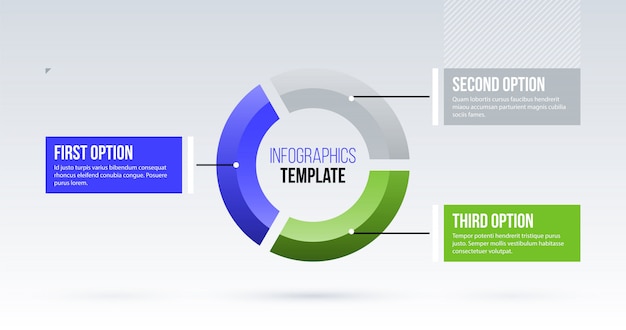 Horizontal pie infographics template 