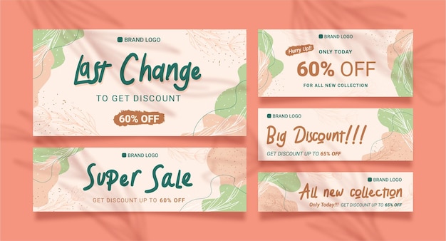 Horizontal Pink Pastel Botanical Theme Sale