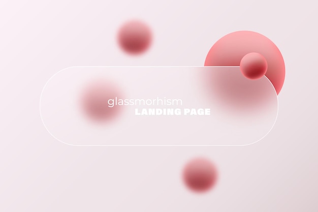 Vector horizontal presentation screen with the effect of glass overlay on red spheres