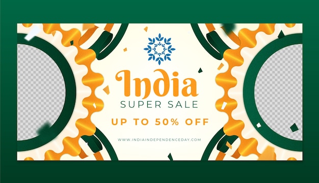 Vector horizontal sale banner template for india independence day celebration