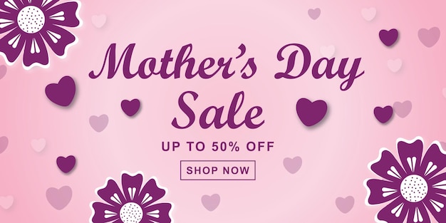 Vector horizontal sale banner template for mothers day celebration