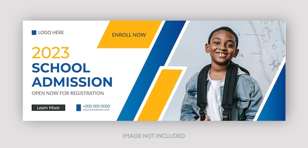 horizontal School admission web banner or educational social media banner design template