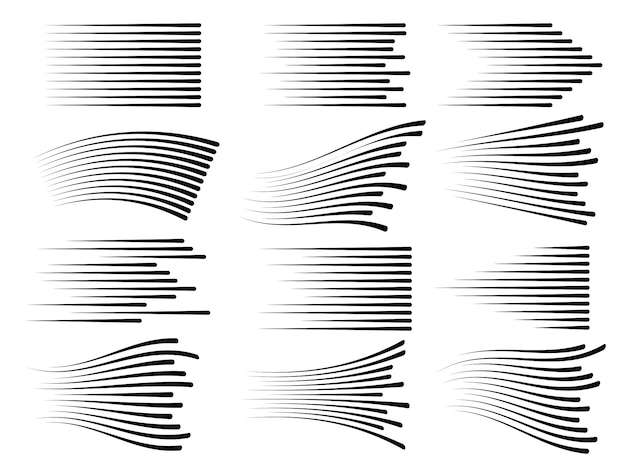 Horizontal speed motion lines. Fast line vector isolated