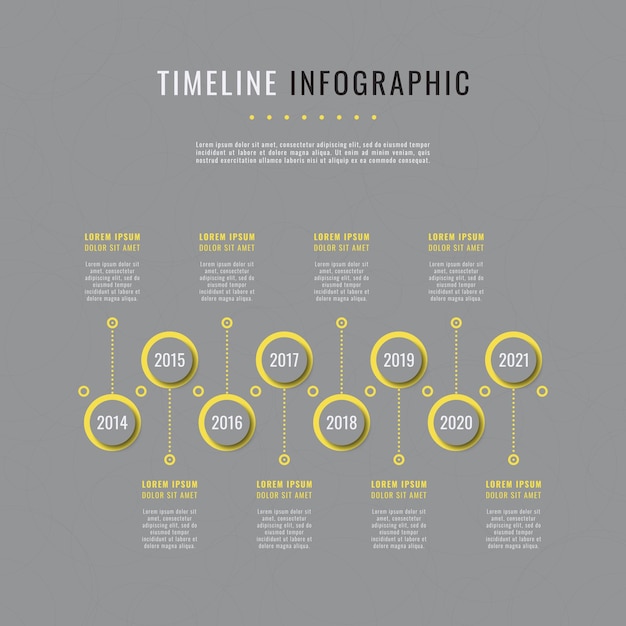 Horizontal timeline infographic template on a grey background Modern business data visualization