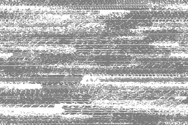 Horizontal tire tread print or car track with grunge effect seamless pattern