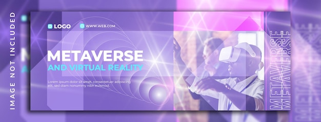 Vector horizontal vertical abstract gradient metaverse concept twitch banner design