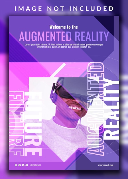 Horizontal vertical augmented reality metaverse neon futuristic modern for poster design template