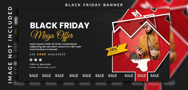 Vector horizontal vertical black friday super mega sell offer with a big discount banner design template