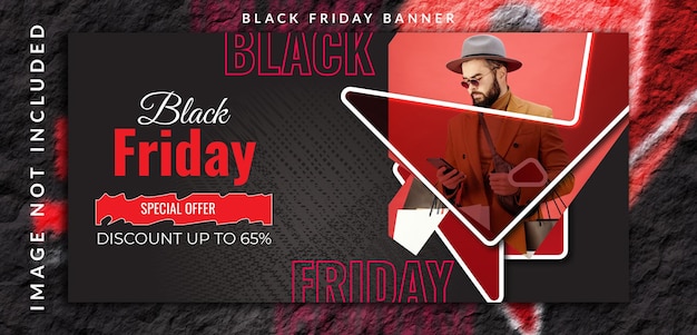 Horizontal vertical black friday super mega sell offer with discount offer banner design with a man photo