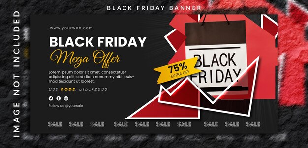 Horizontal vertical minimalist black friday realistic super mega sell offer banner design