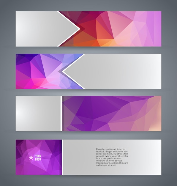 Horizontal web banner triangle mosaic background set template09