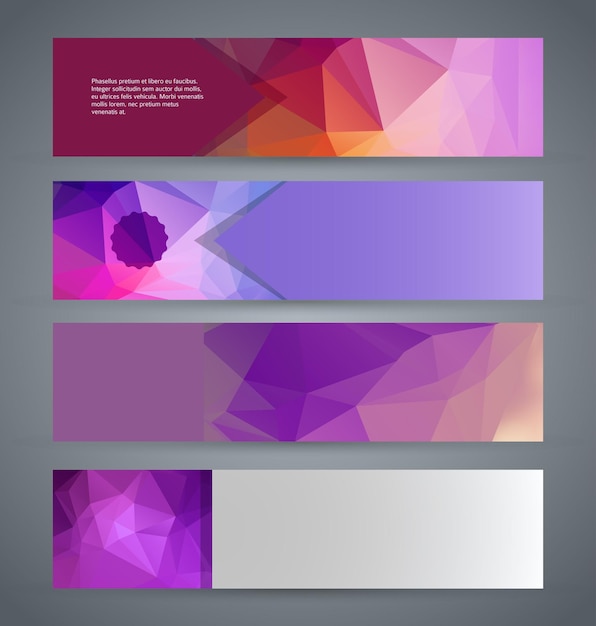 Horizontal web banner triangle mosaic background set template10