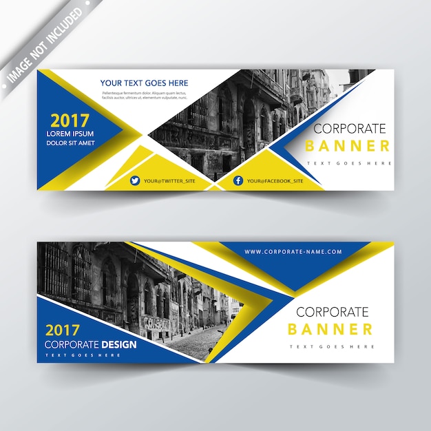 horizontal yellow and blue banner template