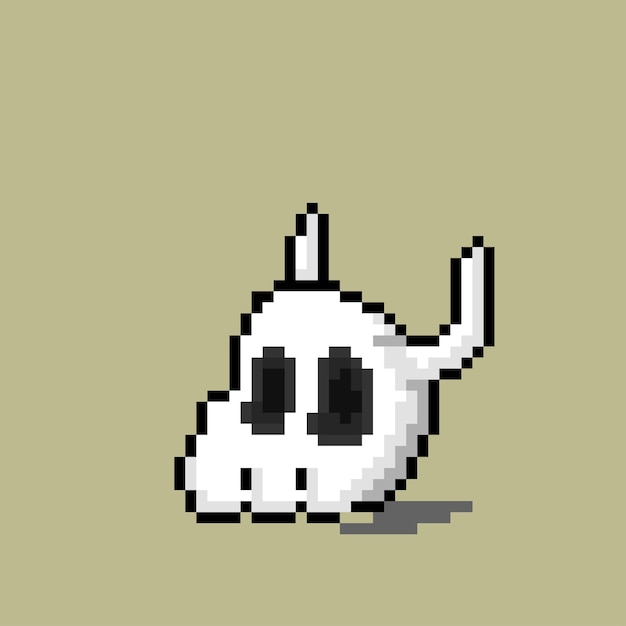 horned skull with pixel art style