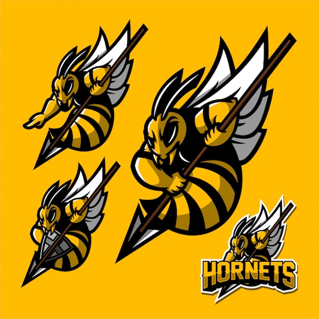 hornet bee sport gaming mascot logo template