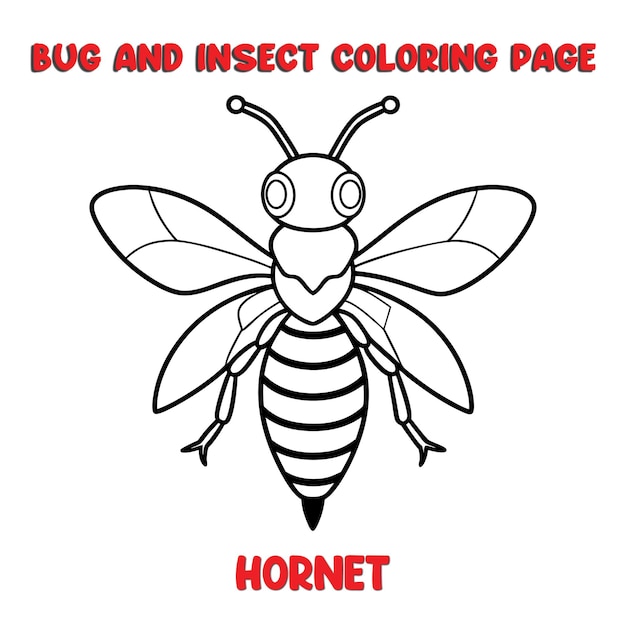 HORNET coloring page for a children bugs coloring book