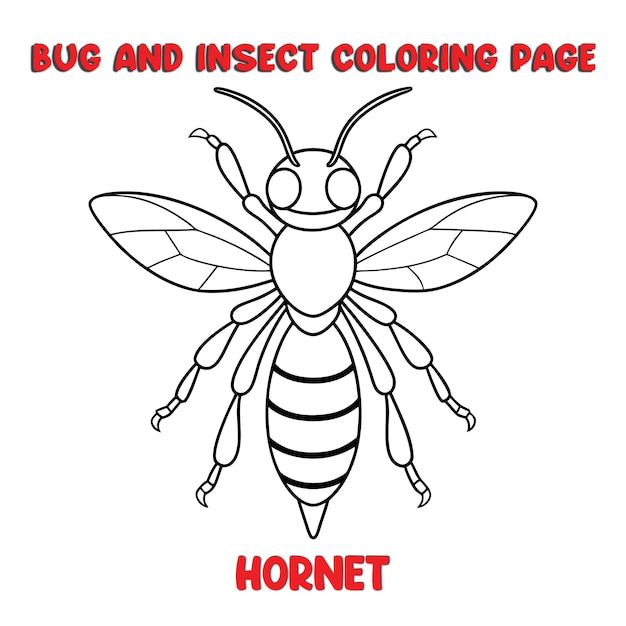 Vector hornet coloring page for a children bugs coloring book