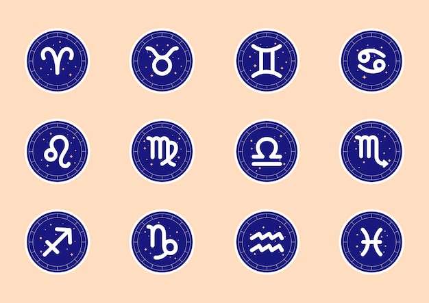 Horoscope elements Stars signs for astrology horoscope Astrological calendar collection