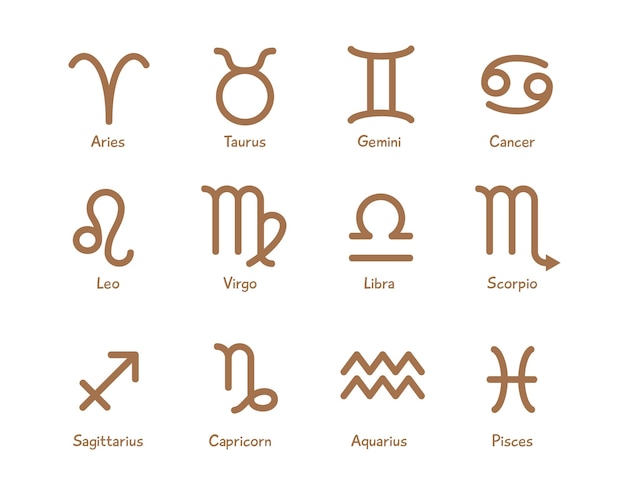 Horoscope elements vector Zodiac astrology signs set Esoteric symbols for logo or icons