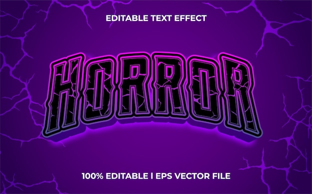 horror 3d text effect with dark theme. purple typography template for scary tittle