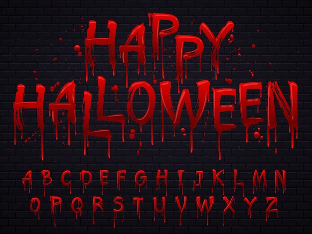 Horror alphabet letters written with blood