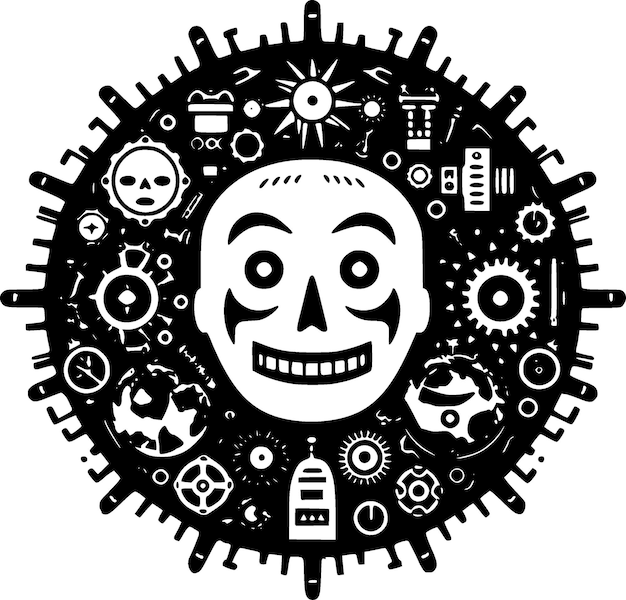 Horror Black and White Isolated Icon Vector illustration