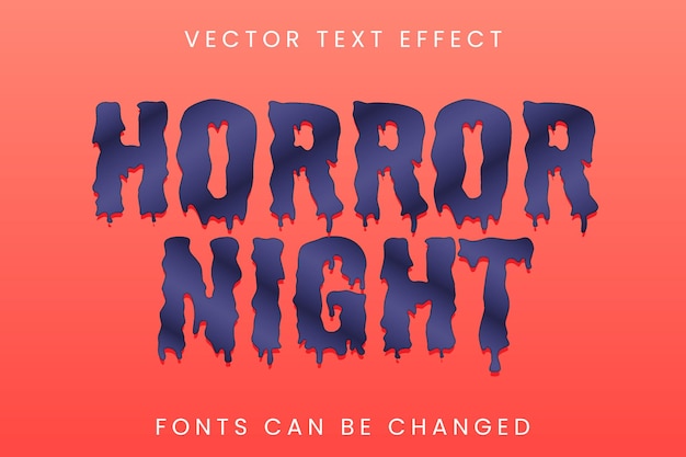 Vector horror night modern text effect