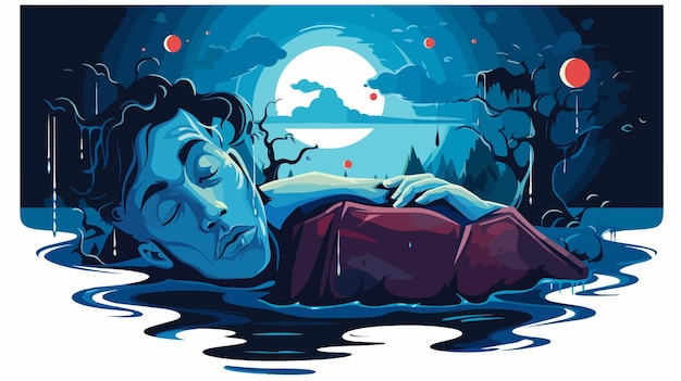 Vector horror novel dreaming cartoon illustration