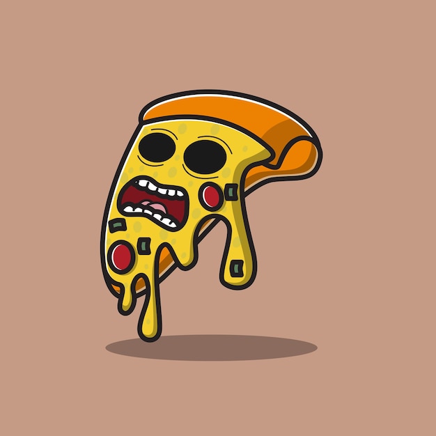 Horror pizza illustration vector, pizza halloween