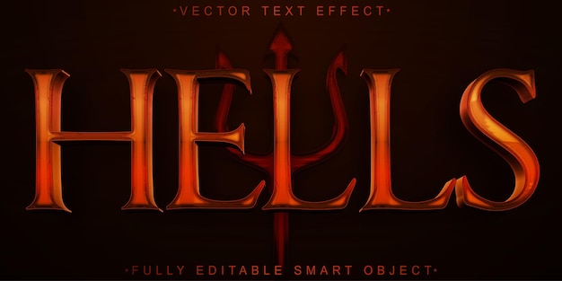 Horror Red Devil Hells Vector Fully Editable Smart Object Text Effect