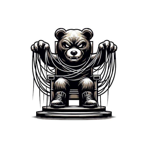 Vector horror teddy bear pulling the strings evil teddy bear spooky teddy bear