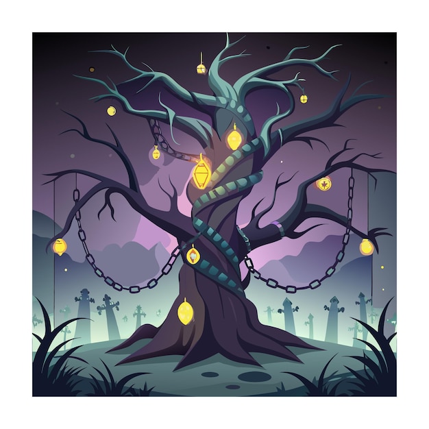 Horror tree vector illustration