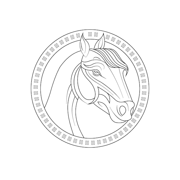 Horse Black outline with Clock shape