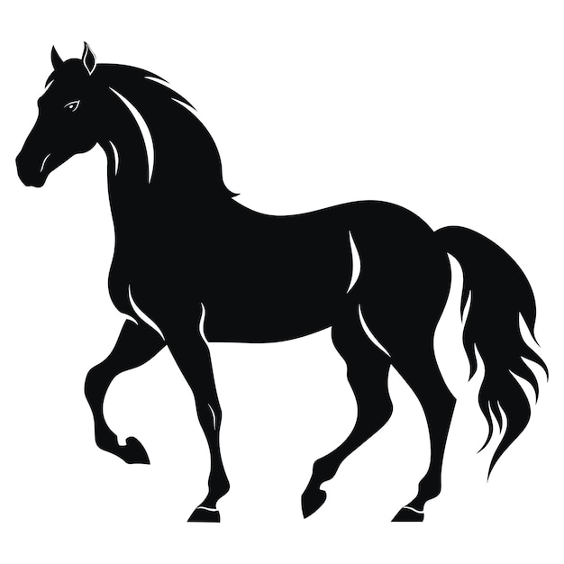 Horse black silhouette with negative space