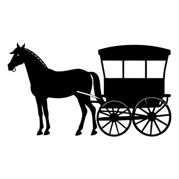 Horse and Buggy silhouette black vector